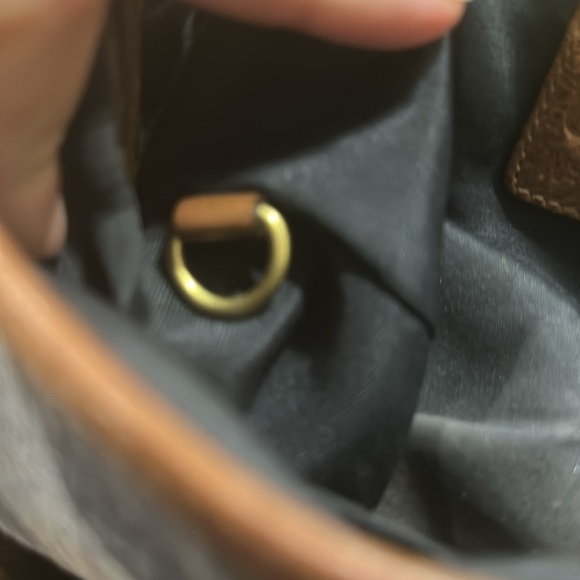 Coach Signature Ali Denim Handbag Purse Heavy Brass Fittings Tobacco Leather - Picture 12 of 15